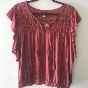 Dark Blush Boho shirt - American Eagle - XL